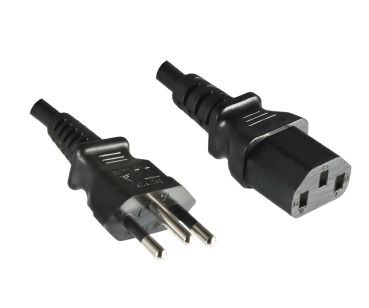 DINIC Netzkabel, Stromkabel für Brasilien Typ N auf C13, BRA 3pin, schwarz, 3m